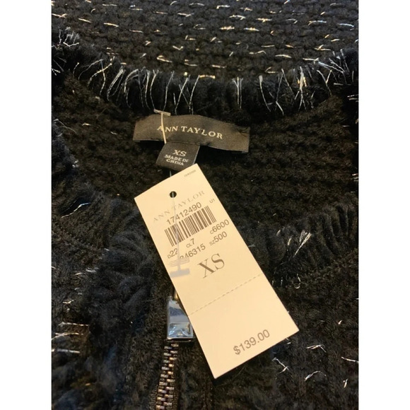 Ann Taylor Black & Silver Sweater Cardigan XS NWT - Picture 4 of 5
